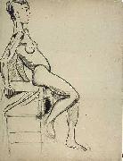 Theo van Doesburg Vrouwelijk naakt op een stoel oil painting artist